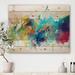 East Urban Home Turquoise Story w/ Touches Of Yellow & Red - Unframed Painting Print on Wood in Gray/White | 36 H x 46 W x 1.5 D in | Wayfair