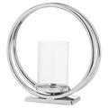 Hill 1975 Ohlson Silver Twin Loop Candle Holder, METAL, Mixed, 7 x 21 x 23 cm