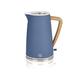 Swan SK14610WBLUN Nordic Jug Kettle, Wood Effect, Soft Touch, 1.7L 3KW, Matte Blue