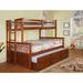 Harriet Bee Britanee 3 Drawer Standard Bunk Bed w/ Trundle Wood in Brown, Size 64.3 H x 57.8 W x 75.0 D in | Wayfair