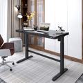 Inbox Zero Home Office Height Adjustable 48" Width Glass Top Standing Desk w/ Drawer Glass/Metal in Black | 48 W x 24 D in | Wayfair