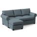 Indigo Sectional - Edgecombe Furniture Layla 86" Wide Reversible Sleeper Sofa & Chaise w/ Ottoman Faux / | 37 H x 86 W x 63 D in | Wayfair