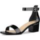 Allegra K Women's Block Heel Ankle Strap Sandals Black Patent Leather 6.5 UK/Label Size 8.5 US