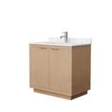 Maroni 36 Inch Single Bathroom Vanity in Light Straw, Light-Vein Carrara Cultured Marble Countertop, Undermount Square Sink - Wyndham WCF282836SLSC2UNSMXX