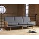 Kragelund »Egsmark« Sofa mit Holz-Armlehnen 3-Sitzer / Echtleder 806 Grau