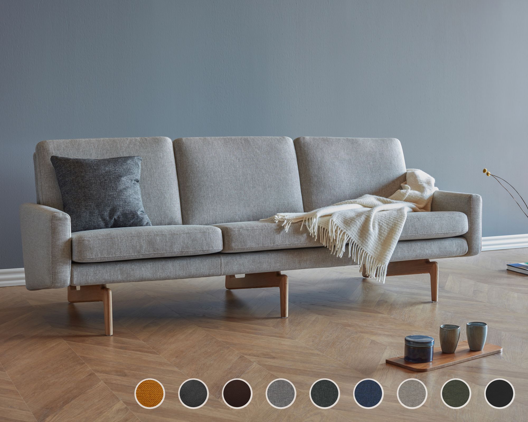 Kragelund »Egsmark« Couch K200 / 3-Sitzer / 216 x 76 x 76 cm / Echtleder 804 Dunkelbraun