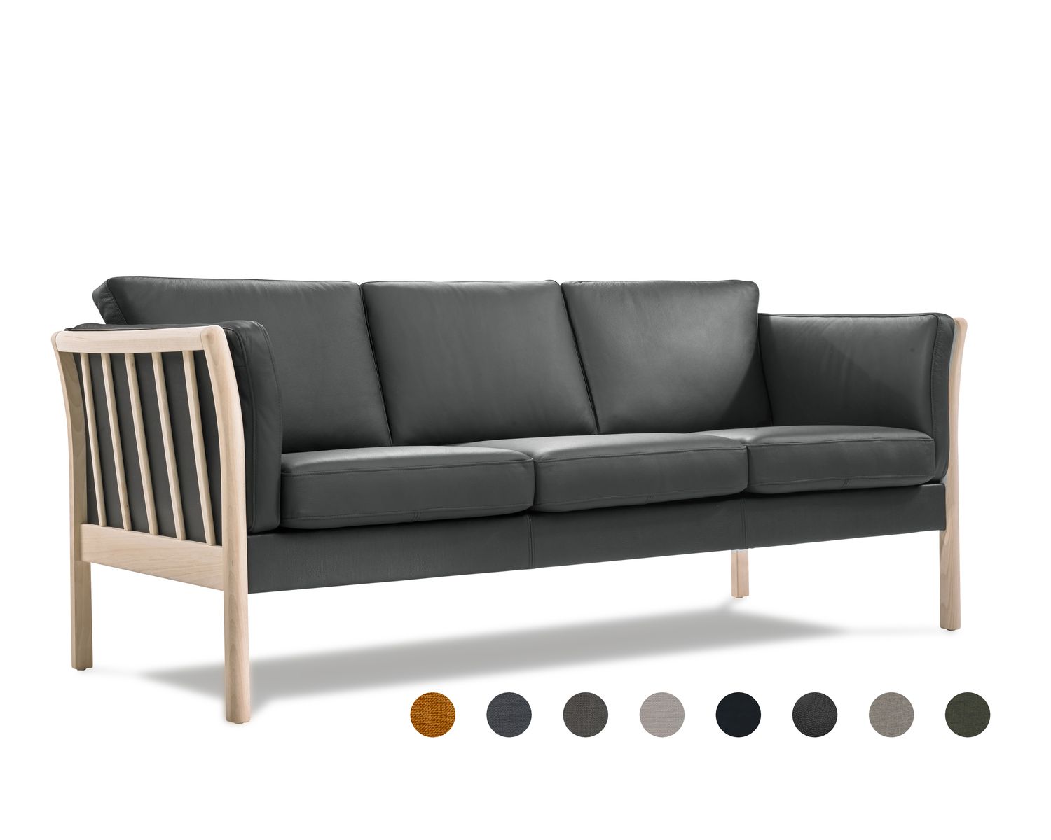 Kragelund »Torup« Couch 3-Sitzer / Echtleder 806 Grau