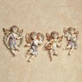 Cherubs and Blooms Wall Plaque Set Pastel Set of Four, Set of Four, Pastel