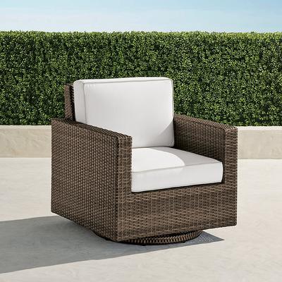 Small Palermo Swivel Lounge Chair in Bronze Wicker - Sunbrella Rain, Rain Sailcloth Aruba - Frontgate