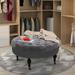 Kelly Clarkson Home Arthur 32" Wide Velvet Tufted Round Cocktail Ottoman Velvet in Gray | 16.9 H x 32 W x 32 D in | Wayfair