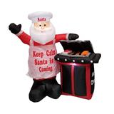 The Holiday Aisle® BBQ Santa Claus Christmas Decoration Polyester in Black/Pink | 65 H x 24.4 W x 65 D in | Wayfair 100267
