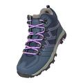 Mountain Warehouse Oscar Kids Walking Boots - Durable Childrens Hiking Shoes, Breathable Girls & Boys Footwear, Suede, Synthetic & Mesh Upper - for Camping & Trekking, Dark Purple, Kids Shoe Size 2 UK