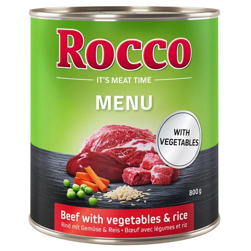 6x800g Menü mit Rind, Gemüse & Reis Rocco Hundefutter nass