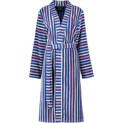 Cawö Bademäntel Damen Kimono Streifen 3343 blau-multicolor - 12 XL Weiss