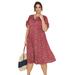 Plus Size Women's Tie-Sleeve Dress by ellos in Classic Red Floral (Size 34)
