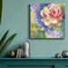 Rosdorf Park Margot's Rose III - Wrapped Canvas Painting Print Canvas, Solid Wood in Blue/Green/Yellow | 16 H x 16 W x 1 D in | Wayfair