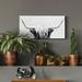 Union Rustic Longhorn - Wrapped Canvas Print Canvas, Solid Wood in Black/Gray/White | 16 H x 8 W x 1 D in | Wayfair