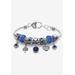 Women's Antique Silvertone Simulated Birthstone 8" Charm Bracelet by PalmBeach Jewelry in September