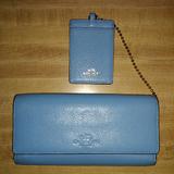 Coach Bags | Coach Pebbled Leather Trifold Id Walletf53708 | Color: Blue | Size: Os