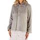 Slenderella Ladies Long Sleeve Thick Embossed Soft Grey Velvet Fleece Button Up Bed Jacket With Faux Fur Collar Size 28 30