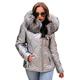 Aox Women Winter Faux Fur Hood Down Coat Lady Thicken Puffer Slim Zipper Jacket Parka (14, Silver)
