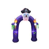 The Holiday Aisle® Pirate Skull w/ Color Changing LED Lights Holiday Decorations Archway Polyester in Indigo | 96 H x 76 W x 22 D in | Wayfair
