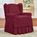 Red Barrel Studio® Textured Squares Ruffled Box Cushion Wingback Slipcover redMetal | 40 H x 30 W x 40 D in | Wayfair