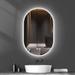 Orren Ellis LED Oval Frameless Wall-mounted Bathroom Backlit Vanity Mirror w/ Anti-Fog & Dimmable in Silver Metal | 32 H x 20 W x 1.6 D in | Wayfair