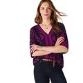 Monsoon Ladies V-Neck Heritage Print Top in LENZING™ ECOVERO™ Womens Size X Large - Navy Top