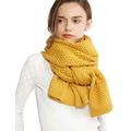 RIIQIICHY Chunky Knit Scarfs for Women Thick Cable Shawls Wrap Winter Soft Warm Long Large Solid Color Pashminas Stole - yellow - Long