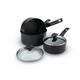 Prestige - 9x Tougher - 3 Piece Saucepan Set - Durable Cookware - Superior Dimpled Non-Stick - Induction Suitable - Dishwasher and Oven Safe - Glass lids - 10 Year Guarantee - 16/18/20 cm