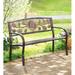 Plow & Hearth Sunflower Metal Garden Outdoor Bench Metal in Black | 34 H x 50 W x 21 D in | Wayfair 62D58