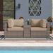 Sol 72 Outdoor™ Lazaro Rattan Wicker Fully Assembled 2 - Person Seating Group w/ Sunbrella Cushions Metal in Gray | Wayfair