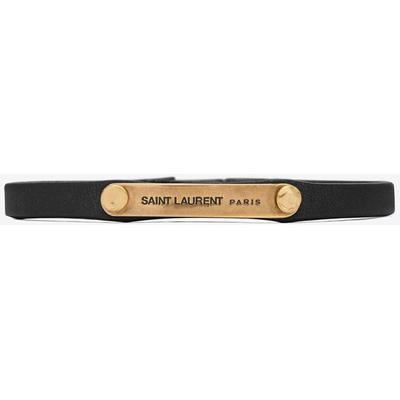 Saint Laurent Armband aus glattleder und metall mit identifikationsschild
