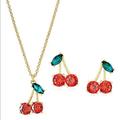 Kate Spade Jewelry | Kate Spade Ma Cherie Cherry Necklace And Earrings Jewelry Set | Color: Gold/Red | Size: Os