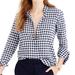 J. Crew Tops | J. Crew Navy Blue & White Crinkle Gingham Shirt 4p | Color: Blue/White | Size: 4p