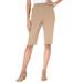 Plus Size Women's Soft Knit Bermuda Short by Roaman's in New Khaki (Size 4X) Pull On Elastic Waist