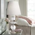 Orlando Nickel and Clear Crystal Table Lamp w/ Oyster Shade