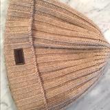Coach Accessories | Coach Logo Unisex Wool Beanie Hat In Tan One Size | Color: Tan | Size: Os