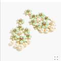 J. Crew Jewelry | J.Crew Pearl And Crystal Floral Chandelier Earring | Color: Gold/Green | Size: 3”