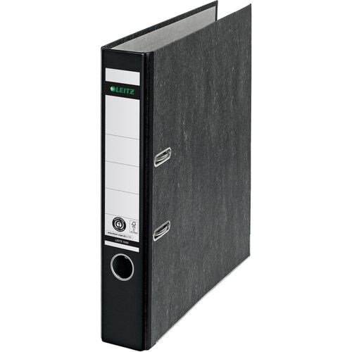 Leitz 180° Ordner Schmal DIN A4 52 mm Schwarz 2 Ringe 1050 Pappkarton Wolkenmarmor Hochformat Image