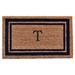 Arlmont & Co. Stortz Monogram Non-Slip Outdoor Door Mat Natural Fiber in Black/Brown | Rectangle 1'6" x 2'6" | Wayfair