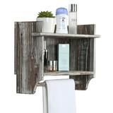 August Grove® Braffe 15.5" W x 11.75" H x 6.5" D Solid Wood Wall Mounted Bathroom Shelves Solid Wood in Brown | 11.75 H x 15.5 W x 6.5 D in | Wayfair
