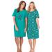 Plus Size Women's 2-Pack Short-Sleeve Sleepshirt by Dreams & Co. in Waterfall Paisley (Size 3X/4X) Nightgown