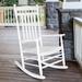 Alcott Hill® Derrek Outdoor Rocking Chair, Solid Wood in White/Blue | 45.25 H x 27 W x 34 D in | Wayfair 48C51017A35A4036B39A4F3646EE03BC
