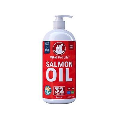 Vital Pet Life Salmon Oil Skin & Coat Health Liquid Cat & Dog Supplement, 32-oz bottle