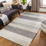 Shediac 8' x 10' Cottage Handmade Wool. Stripes Wool Charcoal/Light Gray/Medium Gray Area Rug - Hauteloom