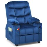 Costway Kids Recliner Chair with Cup Holder and Footrest for Children-Light Blue