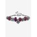 Women's Bali Style Red Crystal Charm 8" Bracelet in Silvertone by PalmBeach Jewelry in February