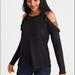 American Eagle Outfitters Tops | Ae Cold Shoulder Ruffle | Color: Black/Gray | Size: S